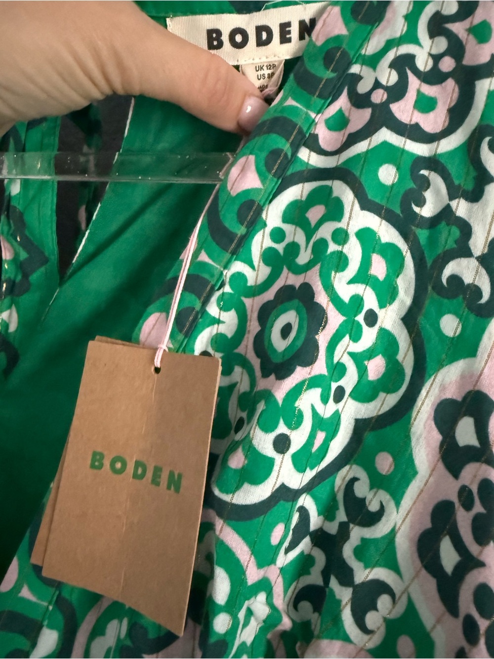 BODEN • NWT cotton maxi tie neck tank dress - 8 petite green white - Picture 9 of 12